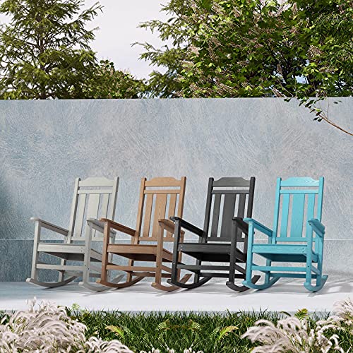 hOmeHua Patio Rocking Chair Set of 4 All Weather Resistant Black
