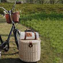 Country Picnic Basket with Liner Hand-Made Storage Basket Portable Woven Basket Outdoor Basket Suitable for Storage and Camping