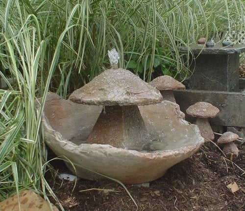 Garden Fountain, Cast Stone, Mushroom, Cascade, Concrete, Patio & Outdoor, Rock Garden Water Feature