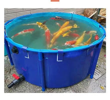 WANLIAN Pool Above Ground Canvas Fish Pond Circular Thickening Blue