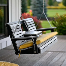 LuxCraft Rollback 5ft Recycled Plastic Plain Porch Swing with Flip Down Center Console