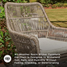 Signature Design by Ashley Beach Front Casual Outdoor Arm Chair with All-Weather Cushion, Set of 2, Resin Wicker with Aluminum Frame, 18.5" Seat Height, Beige