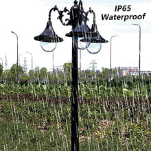 iumLeap Outdoor Lamp Post Light,170Cm 66.9In 3-Head Aluminum Path Pillar Lamp Garden Pillar Post Light Porch Exterior Bollard Path Lamp Glass Lanter(Black-252CM99.2in)