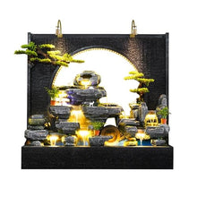 Outdoor Water Fountain with LED Light, Cement, Rockery Texture, 58L x 70H x 17W inches, for Living Room, Balcony, Dining Room, Garden Club,Housewarming Gift.Multiple Options(A)