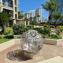 FlowerHouse: Bonfireball Fire Pit - 50" Lotus - Base & Flower Pattern Cover, Stainless Steel, Portable Fire Pit, Outdoor Décor, Patio, Backyard, Beach