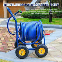 REROM Outside Heavy Duty Iron Garden Trolley,Portable Water Hose Cart with Rollers Household Water Pipe Storage Rack Can Accommodate Hose Reels (Color : Blue-dn20, Size : Hose Cart+60m Pipe)