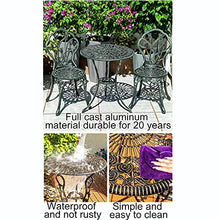 JKSVTF 3 Piece Bistro Set with Tulip Design - Cast Aluminum Outdoor Furniture Sets Weather Resistant Patio Table and Chairs with Umbrella Hole (White with Seat Cushion)