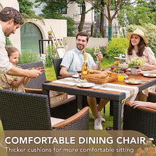 Devoko 7 PCS Acacia Wood Patio Dining Set, Black Rattan