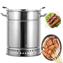 Tiuheyo Stainless Steel Smokeless Charcoal Barrel Grill, Portable Vertical Smoker with 20 Skewers, 360-Degree Surround Hanging Design, 36x43 CM, for Indoor and Outdoor Use