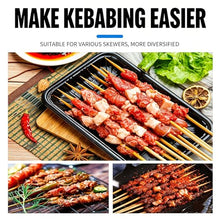 Manual Mutton Kebab Machine, 8/12 Holes Bbq Bamboo Skewer Meat Making Machine, Adjustable Design, Stainless Steel, Fits All-length Bamboo/metal Skewers, For Outdoor Picnic Camping 8 skewers
