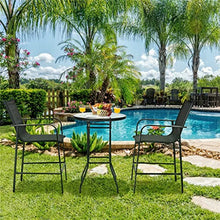 3 PCS Outdoor Patio Bar Table Stool Set Height Tempered Glass Top Suitable for Garden, Patio, Poolside, Backyard and More