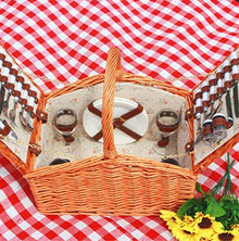 SHSWUD Rustic Picnic Basket, Picnic Basket Hand Woven Storage Camping Picnic Basket Wedding Flower Multi-Picnic Fruit Basket Basket for Outdoor Camping, 45*35*45cm, Brown