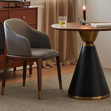 Bar Height Table Modern Round Dining Table 40", Solid Wood Black Gold Base