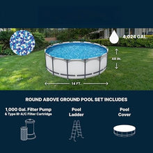 14ft x 48in Round Metal Frame Above Ground Swimming Pool, with Pump & Cover