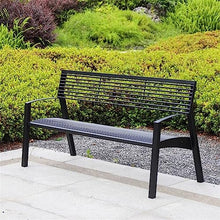 Park Patio Seat Garden Benches Park Chairs with Armrest, Durable Steel Frame Terrace Bench with Round Tube Backrest and Seats, Modern Leisure Chairs Garden Furniture Furniture