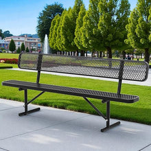 8FT Park Benches for Outside,Heavy Duty Commercial Park Bench, Outdoor Metal Bench with Backrest & Portable Frame, 96" Black Weatherproof Carbon Steel Garden Bench for Shopping Malls, School, Patios
