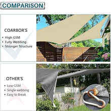COARBOR Sun Shade Sail 48'x48' Heavy Duty Canopy with Steel Cable Reinforcement Beige