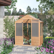 Outsunny 6' x 4' x 7' Polycarbonate Greenhouse Walk-in Kit with Lockable Door Natural Wood