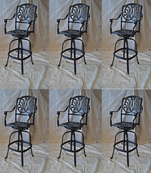 Patio Land Elizabeth Outdoor Patio Swivel Bar Stools Cast Aluminum Dark Bronze