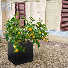 GZGNEEVL Galvanized Steel Planter Box 28 in Black Square Planters