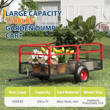 GarveeLife ATV UTV Tow Behind Dump Trailer 1500 lbs 20 Cubic Feet, Red