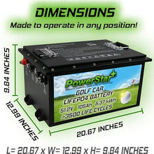 PowerStar 48V LiFePO4 Golf Cart Battery Replacement for EZGO RXV Black