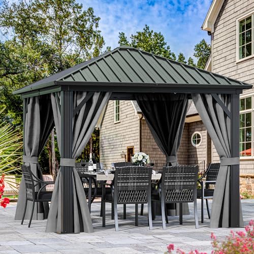 YITAHOME 10X10FT Metal Hardtop Gazebo Outdoor Patio Canopy Gray