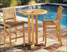 TeakStation Grade-A Teak Wood 3 Piece Giva Bar Set - 36" Round Table & 2 Armless Chairs