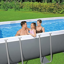 Bestway Power Steel Rectangular Metal Frame Swimming Pool Set Gray