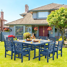 AZXZCS HDPE Outdoor Dining Set,10-Piece Outdoor Table and Chairs Include 8 Dining Chairs and 2 Pcs 62.5" Patio Dining Table with Umbrella Hole (Blue)