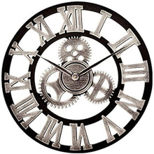 ZYBB Outdoor Garden Clocks, Retro Gear Quartz Silent Needleless Round Needle for The Garden Wall Mounted Precise Roman Numerals Metal Round 40cm(Color:B)