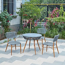 JKSVTF Outdoor Tables Chairs Outdoor Poly Garden Table & Chairs Set,Toughened Glass Round Table 3 Seater Chairs,Weatherproof Outdoor Patio Terrace