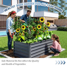 Grey Rectangular Galvanized Metal Outdoor Garden Bed, Planter Raised Garden Boxes Outdoor Garden Beds for Growing Plants, Vegetables and Flowers.