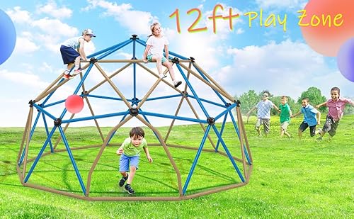 KOZYSPHERE Kids Climbing Dome Tower 12ft Jungle Gym Blue/Coffee