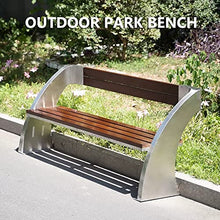 Outdoor Park Bench, Fashion Creative Stainless Steel Solid Wood Bench, for Market Square Corridor Hall Lounge (Size : 58X78x120CM)