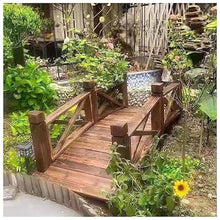 MKYOKO Garden Bridges with Safety Rails Stained Finished Wood Decorative Pond Bridges for Backyard/Cream/Farm, Outdoor Yard Walkway Path Arch Bridge