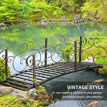 6' Metal Arch Garden Bridge with Safety Siderails, Arc Footbridge for Backyard Creeks, Streams, Ponds, Bronze