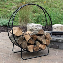 DJVHSRI Firewood Holder Rack Outdoor Log Hoop Black Powder Coated Steel Wood for Lumber Store,Firewood Rack,