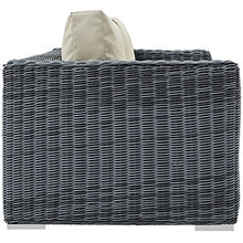 Modway Summon Wicker Rattan Outdoor Patio Sunbrella Loveseat in Canvas Antique Beige