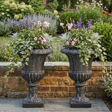 Merax 2 Set 15.94" H Classical Scroll & Fluted Pedestal Urn Planter