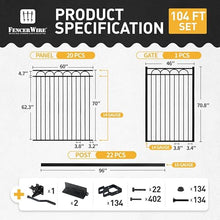 Fencer Wire 104FT Heavy Duty Arc Fence Barrier Kit, Anti-Rust Metal Steel Fence with 6FT Height X 5FT Width Panels, Gate, Posts, Connectors, Diameter Outdoor Fencing for Yard, Pool, Patio