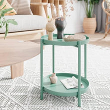 Small Round Coffee Table Outdoor Balcony Bedside Table Living Room Bedroom Furniture (Color : Green, Size : 52 * 42cm) (Green 52 * 42cm)