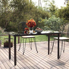 AMBERARD Dining Table Black Powder-Coated Steel, Tempered Glass,Durable Outdoor Dining Table with Tempered Glass Top for Garden & Patio Entertainments Patio Tables
