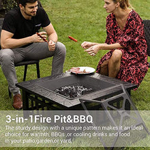 3 In1 Outdoor Fire Pits, 32-Inch Portable BBQ Firebowl, Patio Wood Burning Fire Pit with Fireplace Poker Waterproof Cover