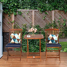YWangQiang 3PCS Patio Folding Wooden Bistro Set Cushioned Chair Conversation Table Chair Seat Cushion