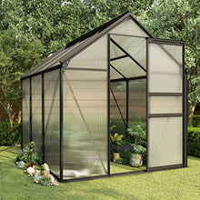 Outdoor Large Space Greenhouse,14.3 Square feet, Polycarbonate Panel, Aluminum Construction, Drainage System ( Color : Anthracite , Size : 74.8" x 74.8" x 49.2" )