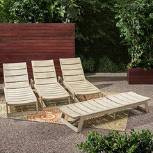 Great Deal Furniture GDFStudio Outdoor Acacia Wood Chaise Lounge Set of 4 Light Gray Wash, Gray Metal