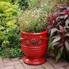Flower Pot Round Concrete Planter, Plant Pot with Drainage Hole, Decorative Planters Large Cement Planter Containers for Indoor Plants and Outdoor House Plants, Succulents, Flowers (Color : Rojo, Si