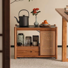 Couch End Table Chinese Style Tea Cabinet Living Room Corner Sofa Side Table Wooden Mobile Side Table Trolley Corner Tables for Living Room