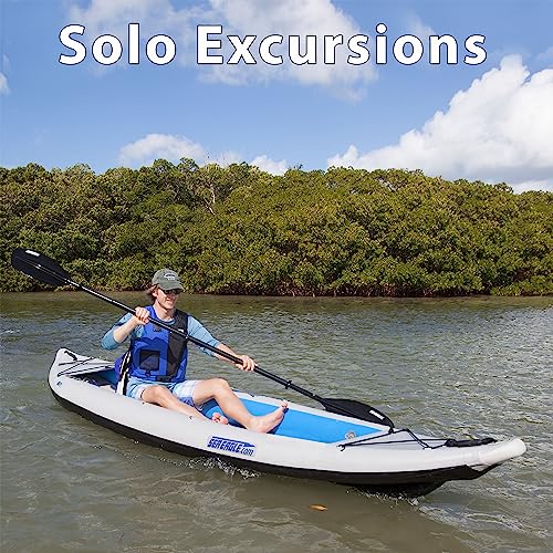 Sea Eagle 385FT FastTrack Deluxe Solo Inflatable Kayak 12'6" Blue/White